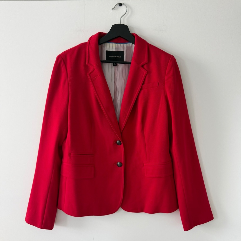 Banana Republic Red Academy Solid Blazer Jacket Womens Size 10 Coat